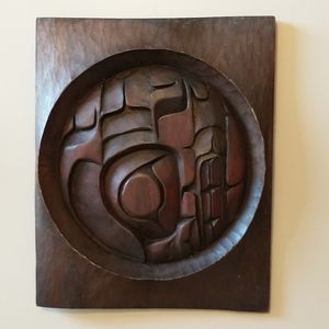 Vintage West Coast Man In the Moon Carving